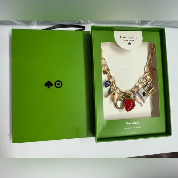 Kate Spade Gold Necklace with Red and Black Charms - Picture 2 of 6